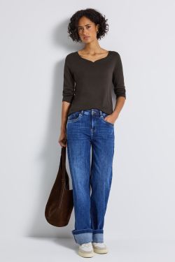 Camiseta manga 3/4 botones Street One Deep Roast