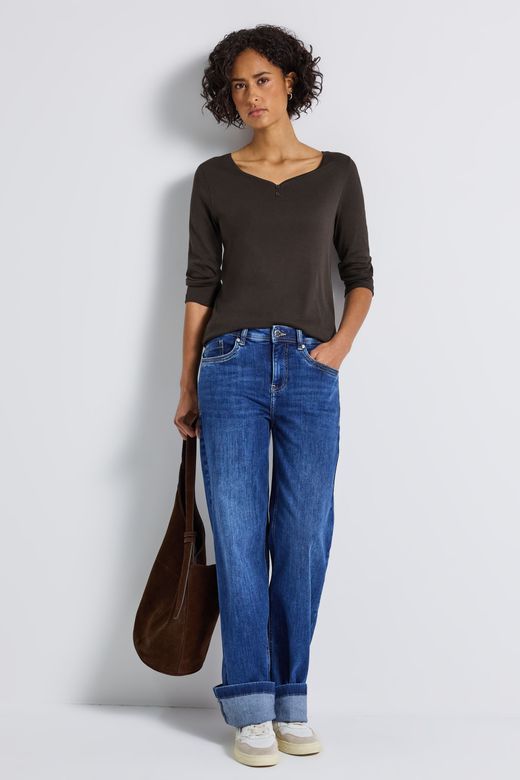 Camiseta manga 3/4 botones Street One Deep Roast