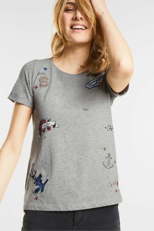 Street One Cyber Grey Kurzarm Schild T-Shirt