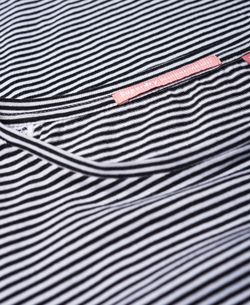 Camiseta manga larga con rayas y bordado Superdry Black