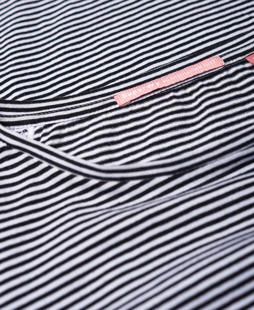 Camiseta manga larga con rayas y bordado Superdry Black