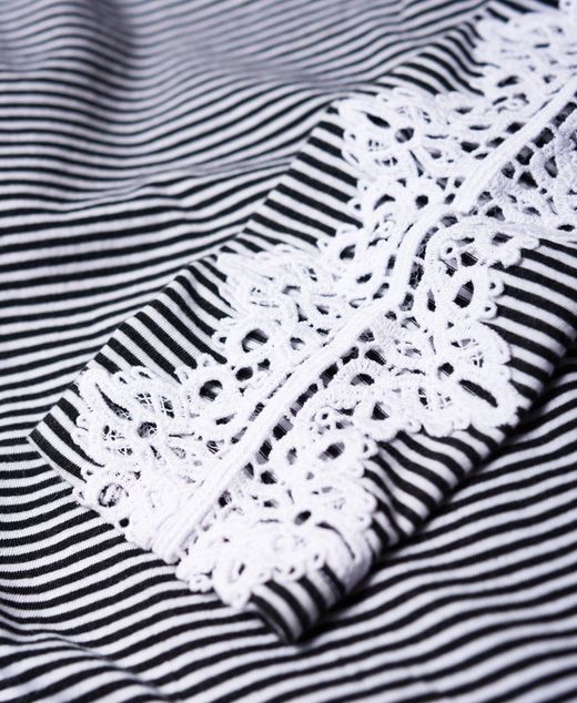 Camiseta manga larga con rayas y bordado Superdry Black