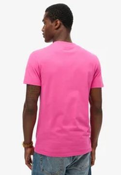 Camiseta m/c básica con logotipo bordado Superdry Echo Pink