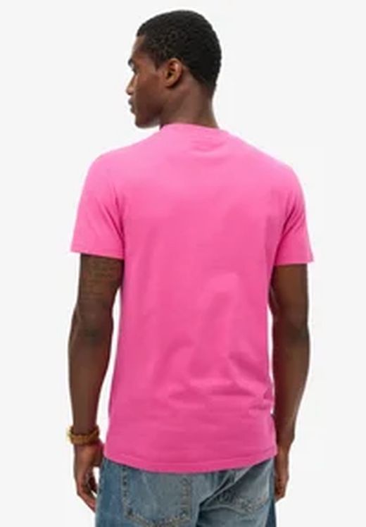 Camiseta m/c básica con logotipo bordado Superdry Echo Pink