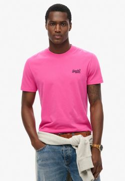 Camiseta m/c básica con logotipo bordado Superdry Echo Pink