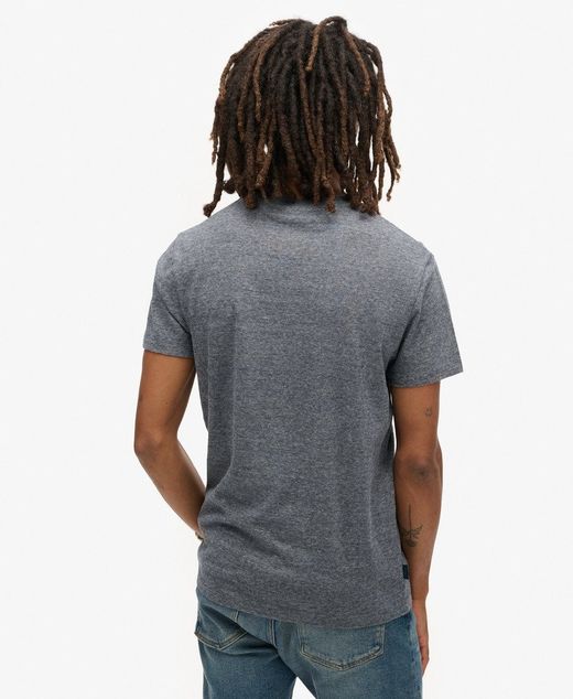 Camiseta m/c básica con logotipo bordado Superdry Eclipse Navy