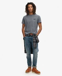 Camiseta m/c básica con logotipo bordado Superdry Eclipse Navy