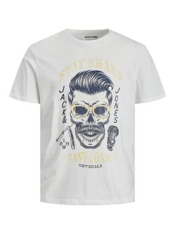 Camiseta m/c básica con print calavera Jack & Jones Cloud Dancer