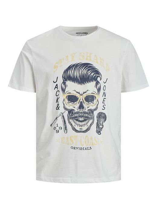 Camiseta m/c básica con print calavera Jack & Jones Cloud Dancer