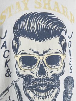 Camiseta m/c básica con print calavera Jack & Jones Cloud Dancer