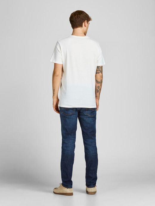 Camiseta m/c básica con print calavera Jack & Jones Cloud Dancer
