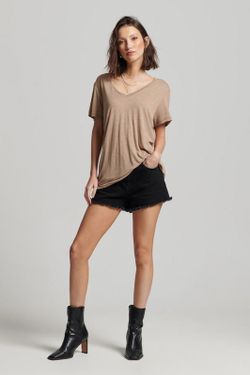 Camiseta m/c básica cuello pico lurex Superdry Tan