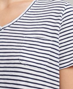 Camiseta m/c básica cuello pico rayas Superdry Navy