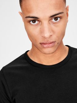 Jack & Jones Black Stretch Plain Basic M / C T-Shirt