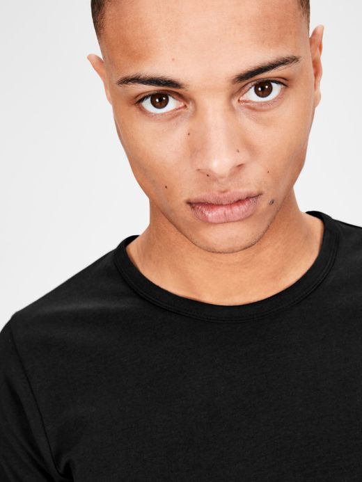 Jack & Jones Black Stretch Plain Basic M / C T-Shirt