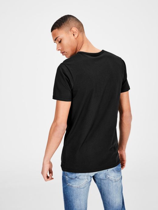 Jack & Jones Black Stretch Plain Basic M / C T-Shirt