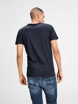Jack & Jones Navy Stretch Plain Basic M / C T-Shirt