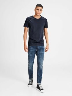 Jack & Jones Navy Stretch Plain Basic M / C T-Shirt