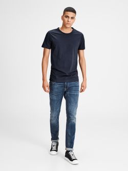 Jack & Jones Navy Stretch Plain Basic M / C T-Shirt