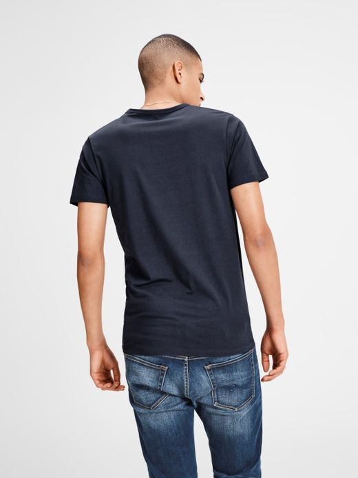 Jack & Jones Navy Stretch Plain Basic M / C T-Shirt