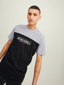 Camiseta m/c bicolor con letras branding Jack & Jones Black