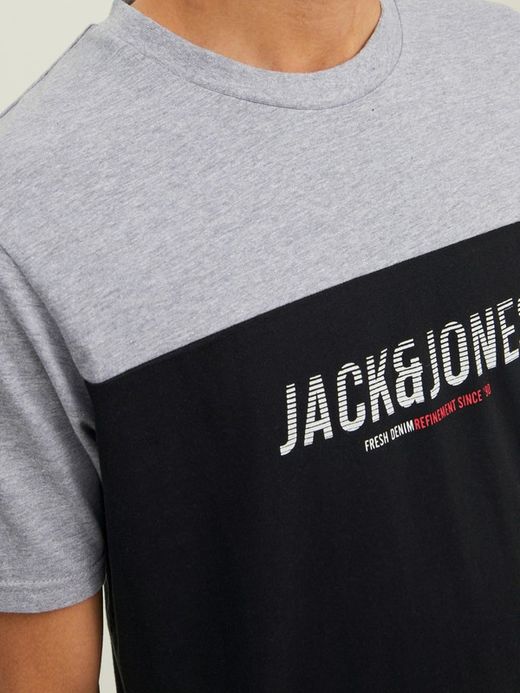 Camiseta m/c bicolor con letras branding Jack & Jones Black