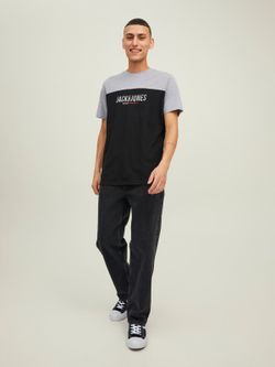 Camiseta m/c bicolor con letras branding Jack & Jones Black