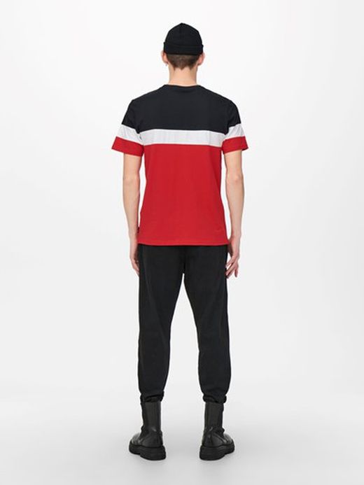 Camiseta m/c combinada tricolor Only & Sons Dark Navy