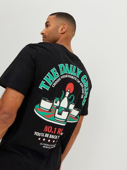 Camiseta m/c con back print Jack & Jones Black