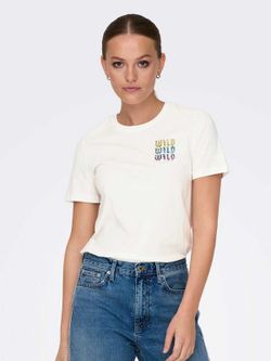 Camiseta m/c con back print Wild wild wild Only Cloud Dancer