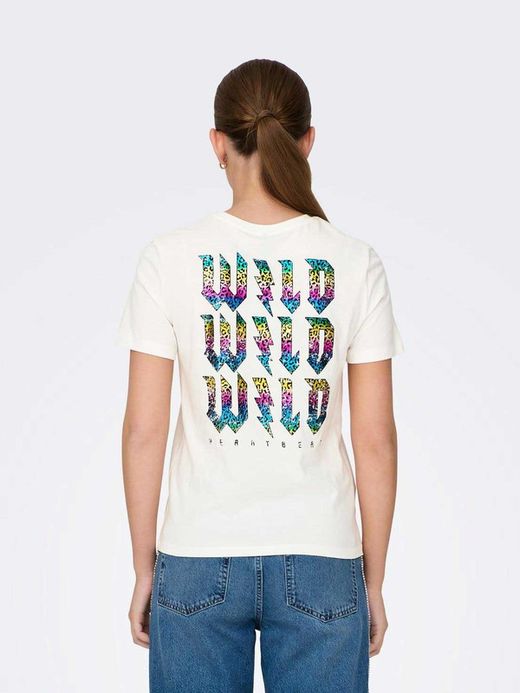 Camiseta m/c con back print Wild wild wild Only Cloud Dancer