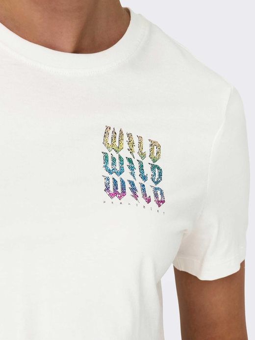 Camiseta m/c con back print Wild wild wild Only Cloud Dancer