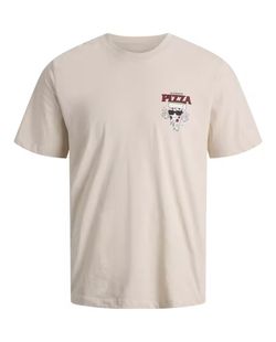 Camiseta m/c con backprint "Authentic pizza" Jack & Jones Moonbean