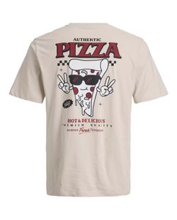 Camiseta m/c con backprint "Authentic pizza" Jack & Jones Moonbean