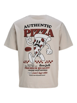 Camiseta m/c con backprint "Authentic pizza" Jack & Jones Moonbean