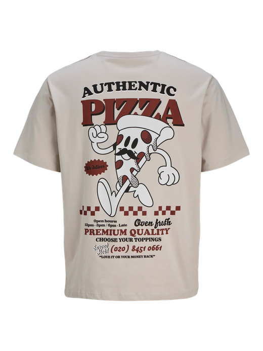 Camiseta m/c con backprint "Authentic pizza" Jack & Jones Moonbean