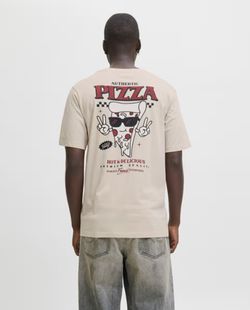 Camiseta m/c con backprint "Authentic pizza" Jack & Jones Moonbean