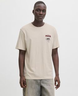 Camiseta m/c con backprint "Authentic pizza" Jack & Jones Moonbean