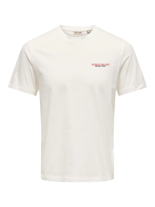 Camiseta m/c con backprint Burgh Island Only & Sons Bright White