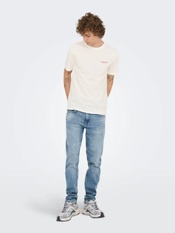 Camiseta m/c con backprint Burgh Island Only & Sons Bright White