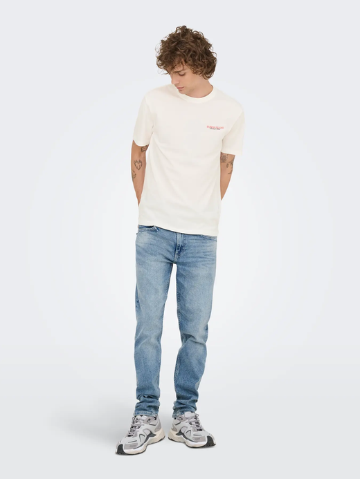 Camiseta m/c con backprint Burgh Island Only & Sons Bright White