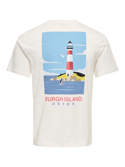 Camiseta m/c con backprint Burgh Island Only & Sons Bright White