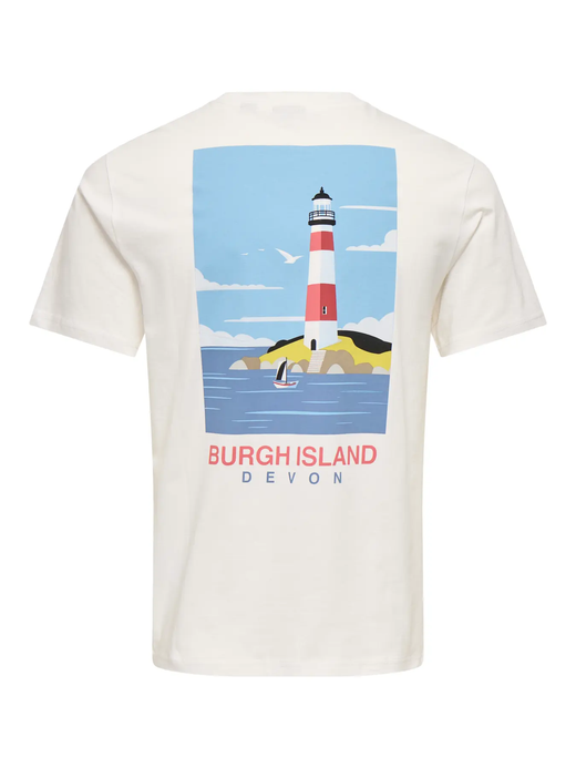 Camiseta m/c con backprint Burgh Island Only & Sons Bright White