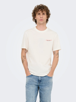 Camiseta m/c con backprint Burgh Island Only & Sons Bright White