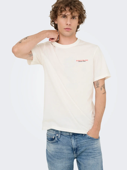 Camiseta m/c con backprint Burgh Island Only & Sons Bright White