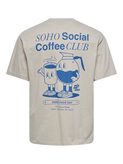 Camiseta m/c con backprint Coffee Club Only & Sons Silver Lining