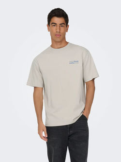 Camiseta m/c con backprint Coffee Club Only & Sons Silver Lining