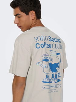 Camiseta m/c con backprint Coffee Club Only & Sons Silver Lining