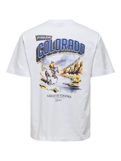 Camiseta m/c con backprint Colorado Only & Sons Bright White