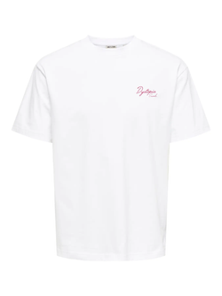 Camiseta m/c con backprint Dystopia Only & Sons Bright White